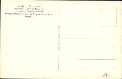 Ak Muggendorf Wiesenttal Fränkische Schweiz, Gasthof Sonne