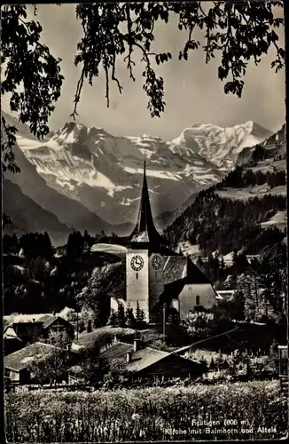 Ak Frutigen Kanton Bern, Kirche mit Balmhorn und Altels