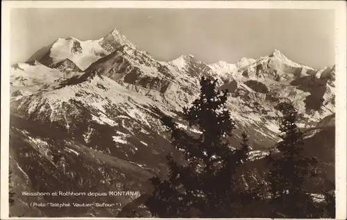 Ak Montana Kanton Wallis, Weißhorn und Rothorn