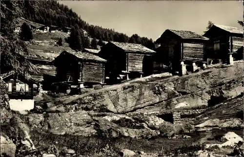 Ak Saas Fee Kanton Wallis, Walliser Stadel