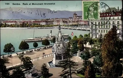Ak Genève Genf Schweiz, Rade et Monument Brunswick