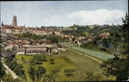 Ak Fribourg Freiburg Stadt Schweiz, vue générale et la Neuveville