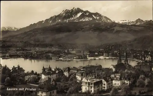 Ak Luzern Stadt Schweiz, Totalansicht mit Pilatus