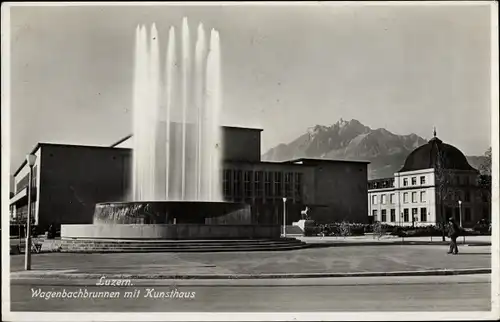 Ak Luzern Stadt Schweiz, Wagenbachbrunnen mit Kunsthaus