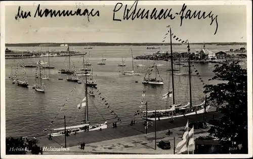 Ak Helsinki Helsingfors Südfinnland, Blick auf den Hafen
