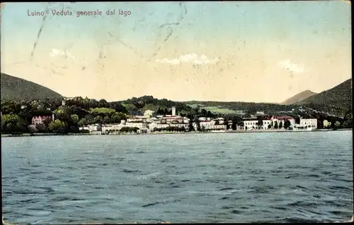 Ak Luino Lago Maggiore Lombardia, Veduta generale dal lago