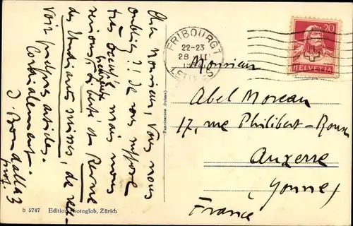 Ak Fribourg Freiburg Stadt Schweiz, Durchblick zur Stadt