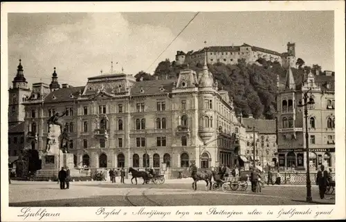 Ak Ljubljana Laibach Slowenien, Marijin trg, ljubljanski grad
