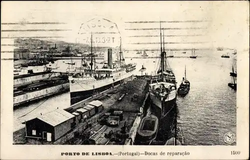 Ak Lisboa Lissabon Portugal, Porto, Docas de reparacao