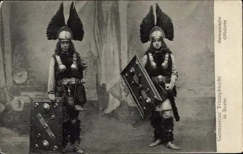 Ak Roma Rom Lazio, Germanicus' Triumphtocht, Germansche Officieren, Krieger
