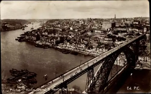 Ak Porto Portugal, Vista Geral e Ponte de Luis