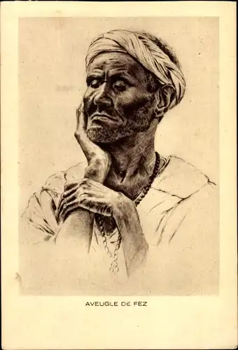 Künstler Ak Aveugle de Fez, Maghreb, Blinder Mann, Portrait