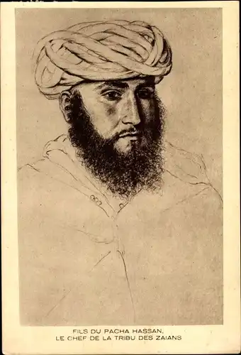 Künstler Ak Fils du Pacha Hassan, Le Chef de la Tribu des Zaians, Maghreb, Portrait