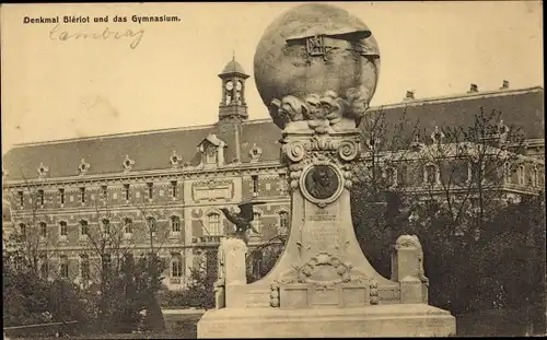 Ak Cambrai Nord, Le Monument Blériot et le Collège, Denkmal, Universität