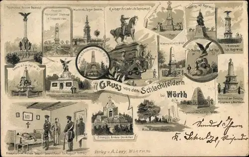 Litho Wœrth sur Sauer Woerth Wörth an der Sauer Elsass Bas Rhin, Schlachtfelder