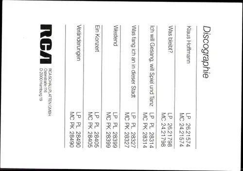 Ak Sänger Klaus Hoffmann, Portrait, Autogramm