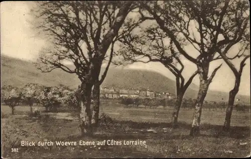 Ak Côtes Lorraine Moselle, Blick durch Woevre Ebene