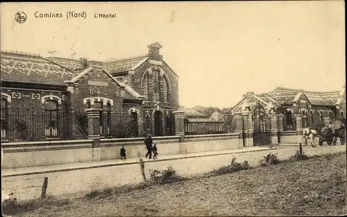 Ak Comines Nord, L'Hôpital, vue de la rue