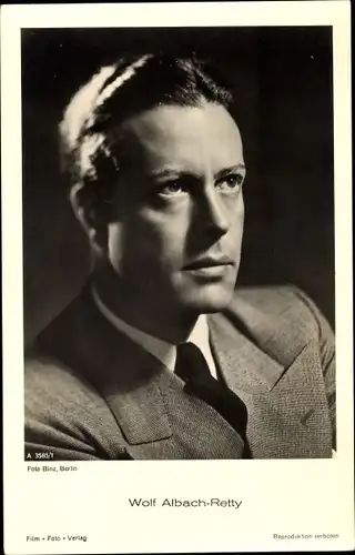 Ak Schauspieler Wolf Albach Retty, Portrait, Anzug, Krawatte