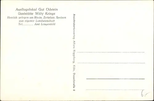Ak Monheim am Rhein, Ausflugslokal Gut Ödstein, Gaststätte Willy Krings