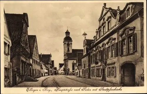 Ak Ellingen in Mittelfranken Bayern, Hauptstraße nach Süden mit Stadtpfarrkirche