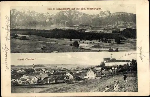 Ak Marktoberdorf im Ostallgäu, Blick vom Schlossberg auf die südliche Alpengruppe