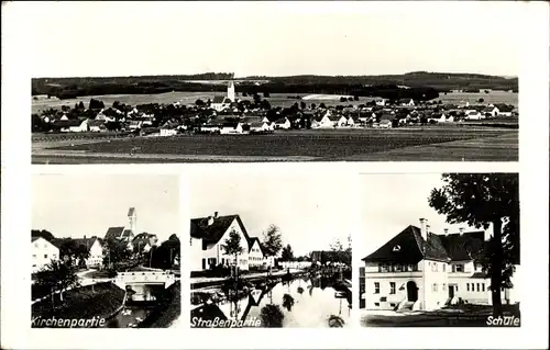 Ak Dirlewang im Unterallgäu, Kirchenpartie, Straßenpartie, Schule
