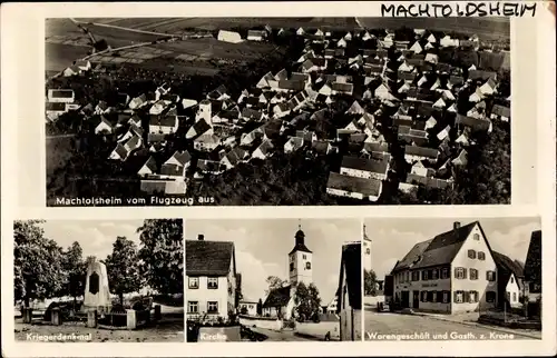 Ak Laichingen in Württemberg, Kriegerdenkmal, Kirche, Warengeschäft und Gasthaus zur Krone