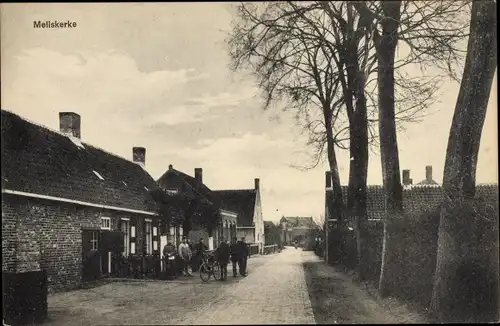 Ak Meliskerke Zeeland Niederlande, Straßenpartie, Wohnhäuser
