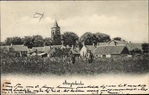 Ak Aagtekerke Zeeland Niederlande, Blick auf den Ort