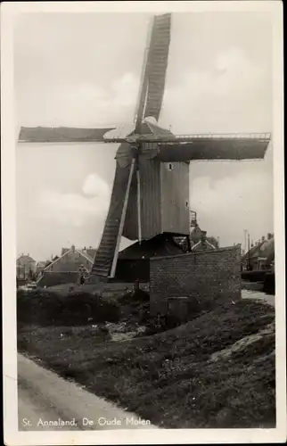 Ak Sint Annaland Zeeland Niederlande, De Oude Molen