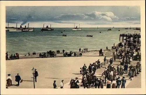 Ak Helgoland in Schleswig Holstein, Landungssteg, Unterland, Lästerallee