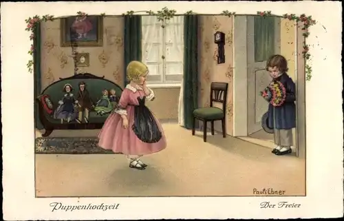 Künstler Ak Ebner, Pauli, La Declaration, Puppen, Freier