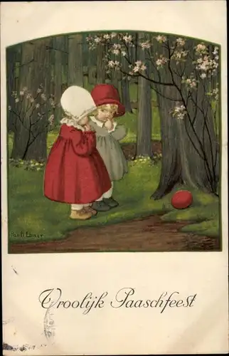 Künstler Ak Ebner, Pauli, Glückwunsch Ostern, Kinder, Osterei