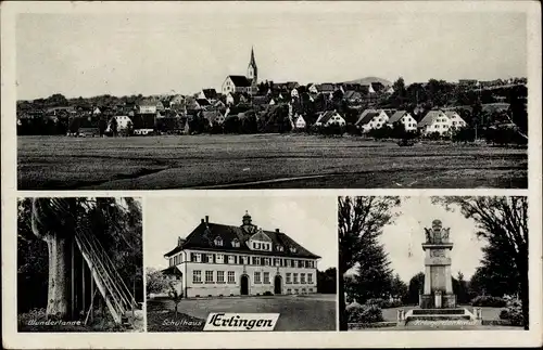 Ak Ertingen in Oberschwaben Württemberg, Schulhaus, Wundertanne, Kriegerdenkmal