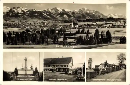 Ak Lechbruck am See Allgäu Schwaben, Kriegerdenkmal, Flösserdenkmal, Lechbrücke