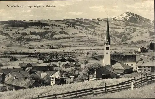 Ak Vorderburg Rettenberg Allgäu, Totalansicht mit Grünten
