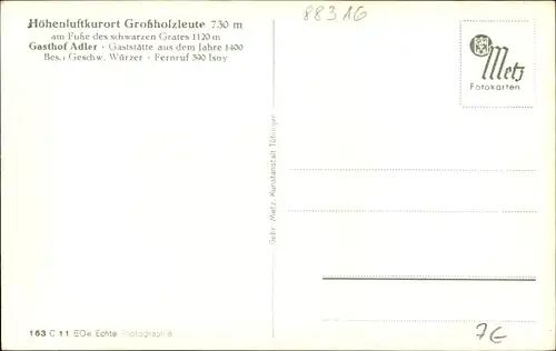 Ak Großholzleute Isny im Allgäu, Gasthof zum Adler
