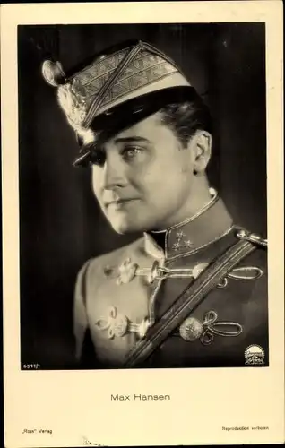 Ak Schauspieler Max Hansen, Portrait in Uniform