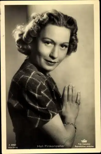 Ak Schauspielerin Heli Finkenzeller, Portrait, Ross Verlag 3099/2, Tobis Film, Autogramm
