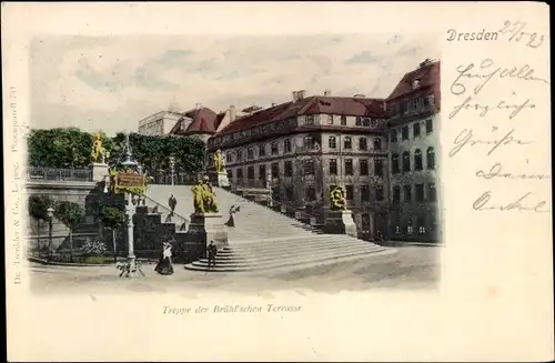 Ak Dresden Altstadt, Treppe der Brühl'schen Terrasse