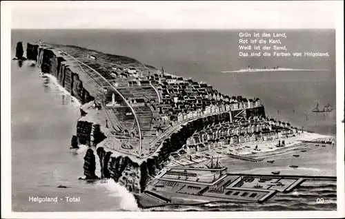 Ak Nordseeinsel Helgoland, Insel aus der Vogelschau