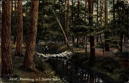 Ak Zeist Utrecht Niederlande, Keienbrug in 't Zeister Bosch