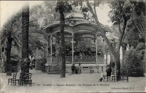 Ak Algier Alger Algerien, Square Bresson, Le Kiosque de la Musique