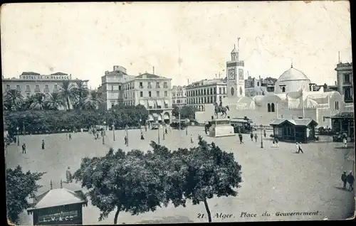 Ak Algier Alger Algerien, Place du Gouvernement, la Mosquee et la Palais Consulaire