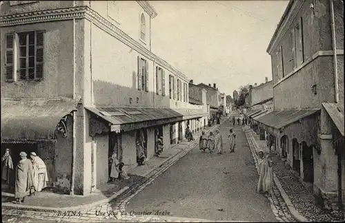 Ak Batna Algerien, Une Rue du Quartier Arabe