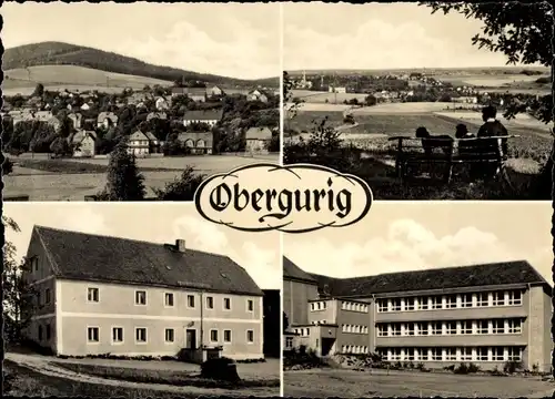 Ak Obergurig in der Lausitz, Ortsansicht, Gebäude