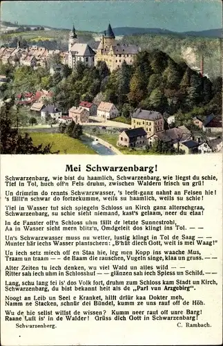 Ak Schwarzenberg im Erzgebirge Sachsen, Mei Schwarzenbarg, Panorama