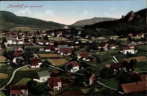 Ak Jonsdorf in Sachsen, Ortspanorama, Hochwald