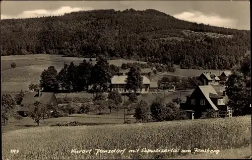 Ak Jonsdorf in Sachsen, Teilansicht mit Schweizertal am Jonsberg